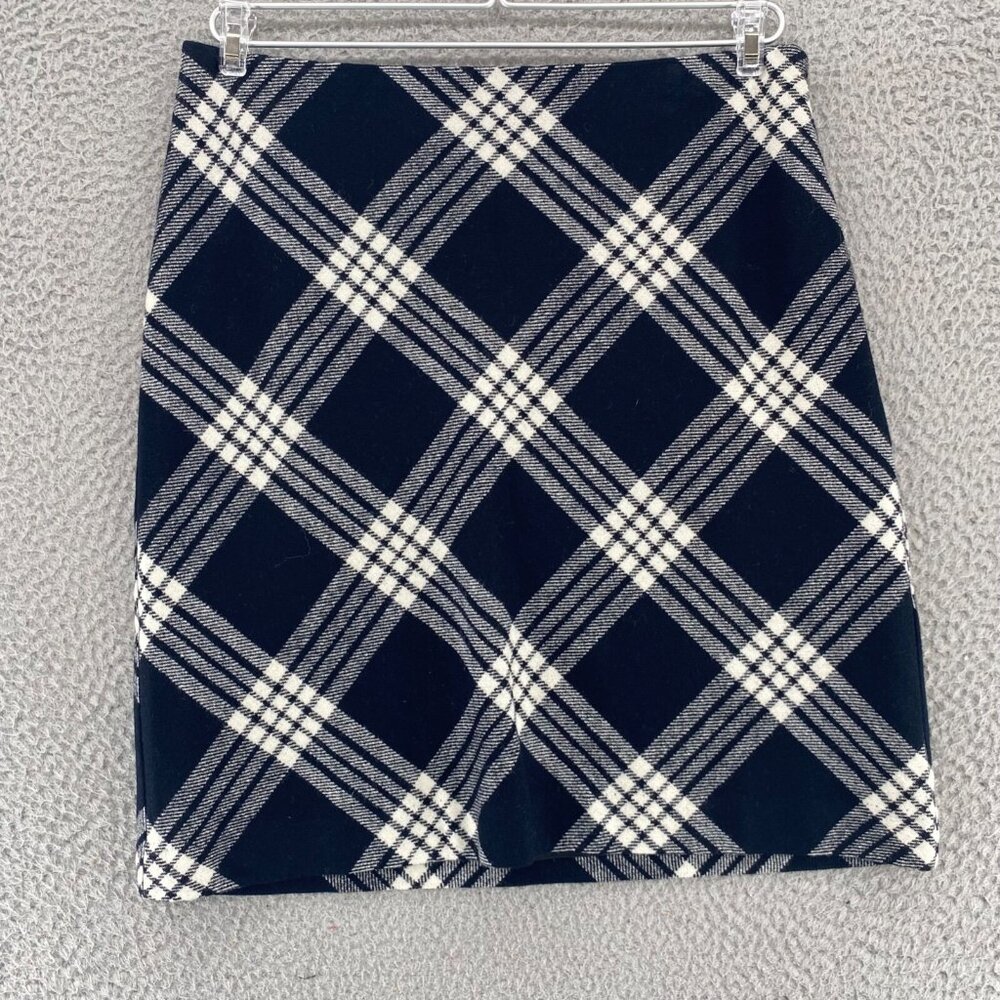 Talbots Skirt Womens 4 Petite Black Plaid Wool Blend Mini A Line Office Career